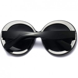 Round Oversized Sunglasses For Women Summer Female Sun Glasses Round Street Fashion - Black - CY18LZD9UKZ $12.22