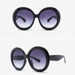 Round Oversized Sunglasses For Women Summer Female Sun Glasses Round Street Fashion - Black - CY18LZD9UKZ $12.22