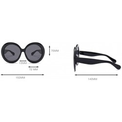 Round Oversized Sunglasses For Women Summer Female Sun Glasses Round Street Fashion - Black - CY18LZD9UKZ $12.22