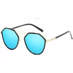 Oval Classic style Cateye Sunglasses for Women Metal Resin UV 400 Protection Sunglasses - Blue - C218SZUHDUZ $46.97
