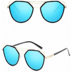 Oval Classic style Cateye Sunglasses for Women Metal Resin UV 400 Protection Sunglasses - Blue - C218SZUHDUZ $20.59