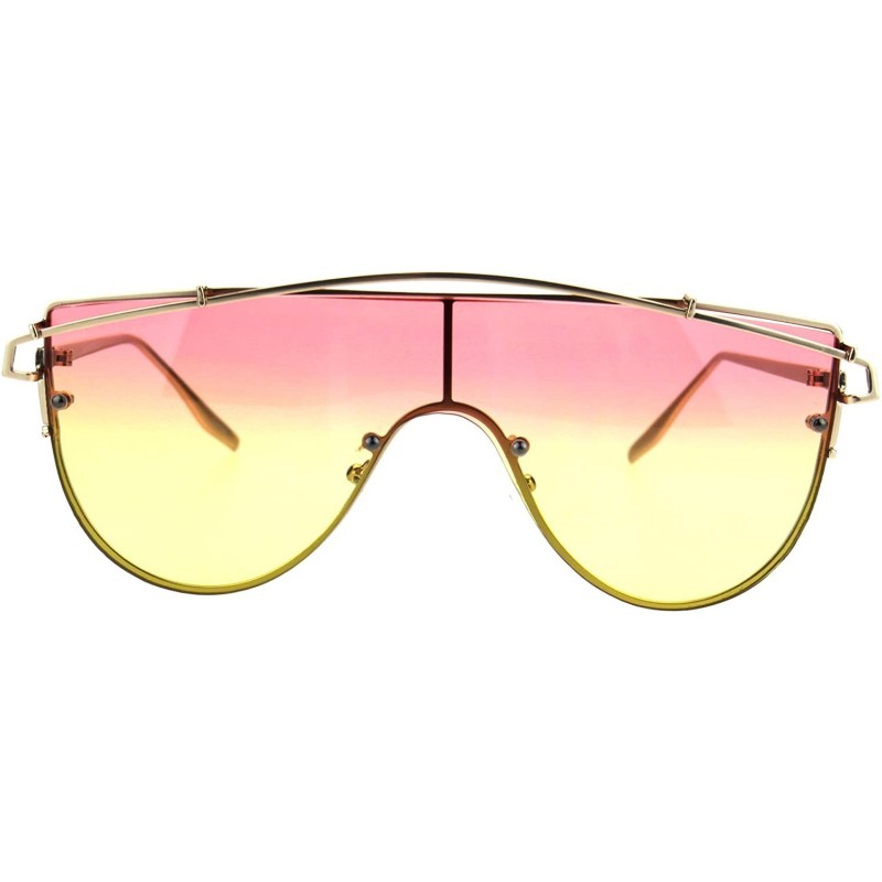 Shield Oceanic Tie Dye Gradient Shield Robotic Futurism Sunglasses - Silver Pink Yellow - C018643ZIA2 $11.79