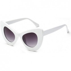 Cat Eye Big Frame Cat Eye Sunglasses for Women Oval Acetate Frame Sun Glasses - C3 White Frame - CJ19802I56U $9.53