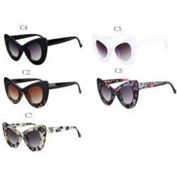 Cat Eye Big Frame Cat Eye Sunglasses for Women Oval Acetate Frame Sun Glasses - C3 White Frame - CJ19802I56U $9.53