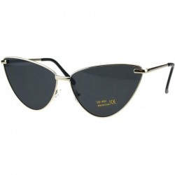 Oversized Womens Oversized Cateye Sunglasses Metal Frame Spring Hinge UV 400 - Gold (Black) - CW18NXHYD2E $20.38