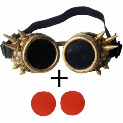 Goggle Spiked Steampunk Retro Goggles Rave Vintage Glasses Cosplay Halloween - Frame+red Lenses - C418HA88MOX $12.11