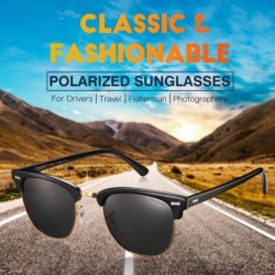 Wayfarer Vintage Polarized Sunglasses Protection - C - Black Frame/Grey Lens - C818LN3L9KM $24.65