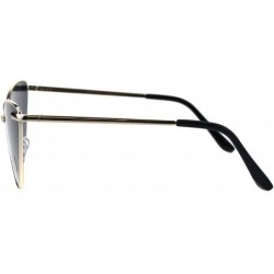 Oversized Womens Oversized Cateye Sunglasses Metal Frame Spring Hinge UV 400 - Gold (Black) - CW18NXHYD2E $10.74