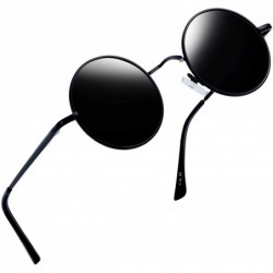 Round Polarized Lennon Round Sunglasses Women Men Circle Hippie Sun Glasses - Black Simple Packaging - CY12NA3XVDB $8.32