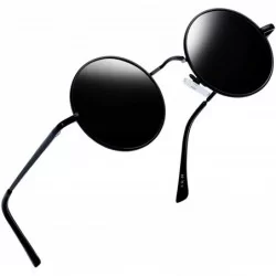 Round Polarized Lennon Round Sunglasses Women Men Circle Hippie Sun Glasses - Black Simple Packaging - CY12NA3XVDB $20.39