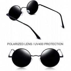 Round Polarized Lennon Round Sunglasses Women Men Circle Hippie Sun Glasses - Black Simple Packaging - CY12NA3XVDB $8.32