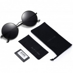 Round Polarized Lennon Round Sunglasses Women Men Circle Hippie Sun Glasses - Black Simple Packaging - CY12NA3XVDB $8.32