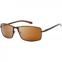 Rectangular Classic Metal Rectangle Frame Aviator Sunglasses - Brown - CR18U863O66 $10.72