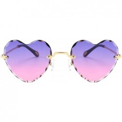 Oval Women Heart Shaped RimlSunglasses Thin Metal Frame UV Protection Sun Glasses Vacation Festival Fishing - C0197Y7DTEG $33.87