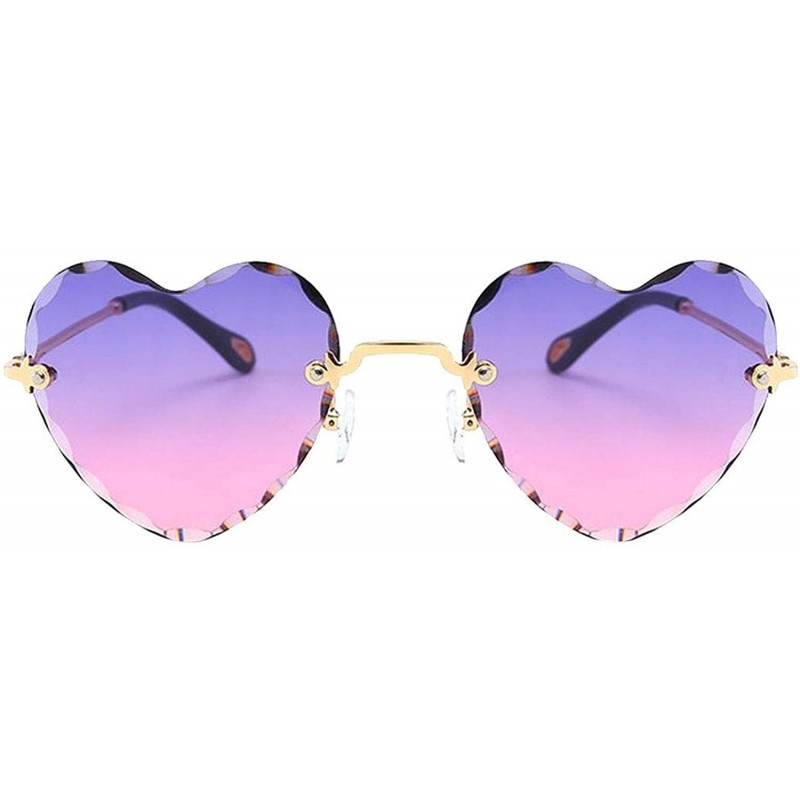 Oval Women Heart Shaped RimlSunglasses Thin Metal Frame UV Protection Sun Glasses Vacation Festival Fishing - C0197Y7DTEG $14.96