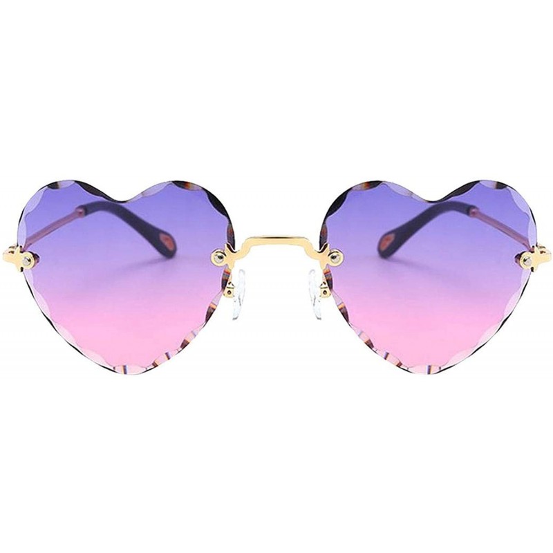 Oval Women Heart Shaped RimlSunglasses Thin Metal Frame UV Protection Sun Glasses Vacation Festival Fishing - C0197Y7DTEG $14.96