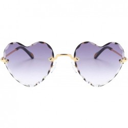 Oval Women Heart Shaped RimlSunglasses Thin Metal Frame UV Protection Sun Glasses Vacation Festival Fishing - C0197Y7DTEG $14.96