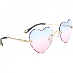 Oval Women Heart Shaped RimlSunglasses Thin Metal Frame UV Protection Sun Glasses Vacation Festival Fishing - C0197Y7DTEG $14.96
