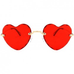 Oval Women Heart Shaped RimlSunglasses Thin Metal Frame UV Protection Sun Glasses Vacation Festival Fishing - C0197Y7DTEG $14.96