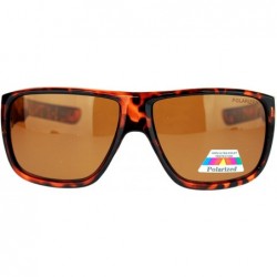 Oversized Mens Oversized Rectangular Polarized Sporty Plastic Biker Sunglasses - Tortoise - C811NJ297TD $23.35