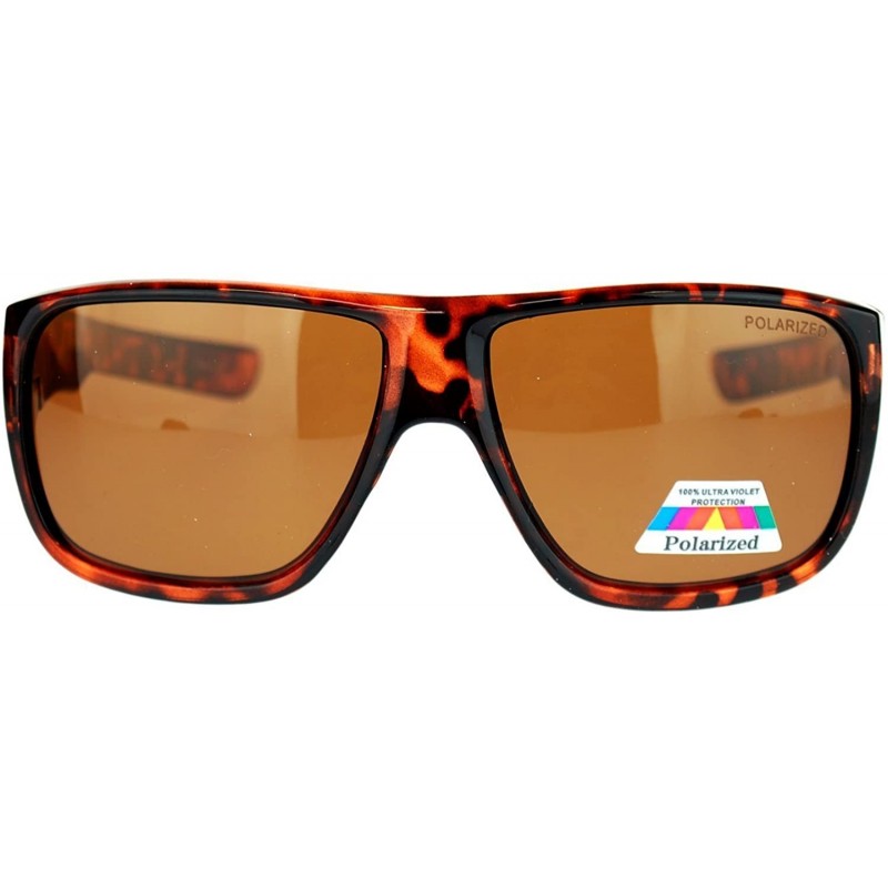 Oversized Mens Oversized Rectangular Polarized Sporty Plastic Biker Sunglasses - Tortoise - C811NJ297TD $9.34