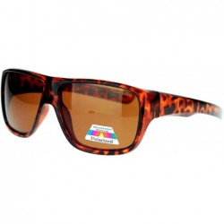 Oversized Mens Oversized Rectangular Polarized Sporty Plastic Biker Sunglasses - Tortoise - C811NJ297TD $9.34