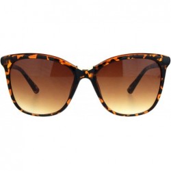 Cat Eye Womens Large Cat Eye Designer Plastic Fashion Luxury Sunglasses - Tortoise Brown - CP18K7Q3U5N $12.17