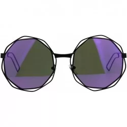 Round Hippie Groovy Octagonal Pimp Color Mirror Lens Sunglasses - Black Purple - CV189INKET7 $23.32
