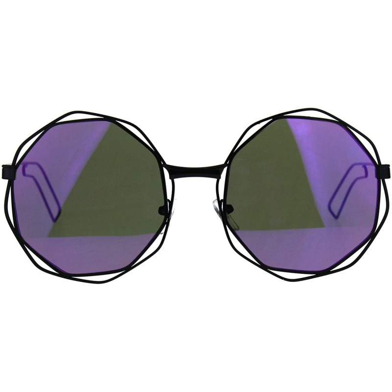 Round Hippie Groovy Octagonal Pimp Color Mirror Lens Sunglasses - Black Purple - CV189INKET7 $10.90