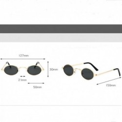 Oval Women Fashion Vintage Small Oval Sunglasses Chic Sexy Luxury Brand Designer Eyewear - Glod Frame Grey Lens - CJ18CD3DYQS...