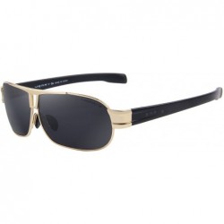 Shield Polarized Sports Sunglasses for Men Tr90 Legs Light Frame for Driving - Gold_s - CN18KIG6MUL $13.71