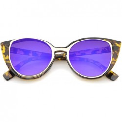 Cat Eye Women's Open Metal Insert Colored Mirror Lens Cat Eye Sunglasses 51mm - Tortoise-gold / Purple Mirror - C412KUKI92H $...