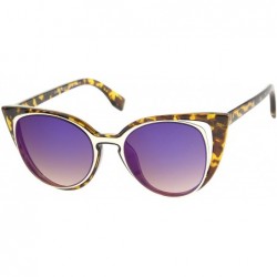 Cat Eye Women's Open Metal Insert Colored Mirror Lens Cat Eye Sunglasses 51mm - Tortoise-gold / Purple Mirror - C412KUKI92H $...