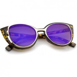 Cat Eye Women's Open Metal Insert Colored Mirror Lens Cat Eye Sunglasses 51mm - Tortoise-gold / Purple Mirror - C412KUKI92H $...