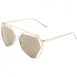 Aviator Geometric Wire Metal Lattice Frame Sunglasses - Gold - CJ12KRI9AWT $22.56