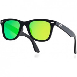 Sport Italy Made HD Corning Glass Lens Sunglasses Polarized Unisex - Black Rubber/Green Mirrored - CD194YOOC76 $38.17