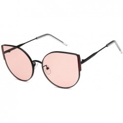 Oval Unisex Sunglasses Retro Black Red Grey Drive Holiday Oval Non-Polarized UV400 - Black Pink - C618RLWN6MK $18.55