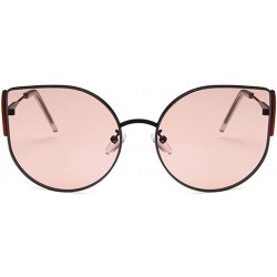 Oval Unisex Sunglasses Retro Black Red Grey Drive Holiday Oval Non-Polarized UV400 - Black Pink - C618RLWN6MK $9.64