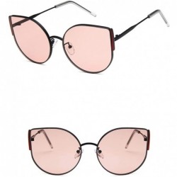 Oval Unisex Sunglasses Retro Black Red Grey Drive Holiday Oval Non-Polarized UV400 - Black Pink - C618RLWN6MK $9.64