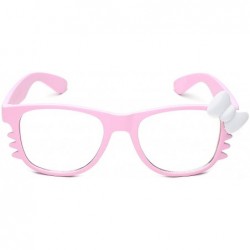 Wayfarer Non-Prescription Clear Lens Hello Kitty Bow Tie Women Girls Fashion Glasses - Rubberized Pink - White Bow Tie - C311...