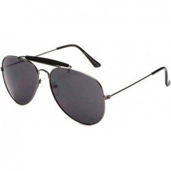 Wrap Timeless Classic Aviator Sunglasses with Brow Bar for Men Women - Black/Smoke - CM12J6U5CZT $18.83