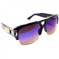 Oversized Gazelle B-Boy Square Metal & Plastic Retro Aviator Sunglasses - Black & Gold Frame - CK18E63C320 $11.79