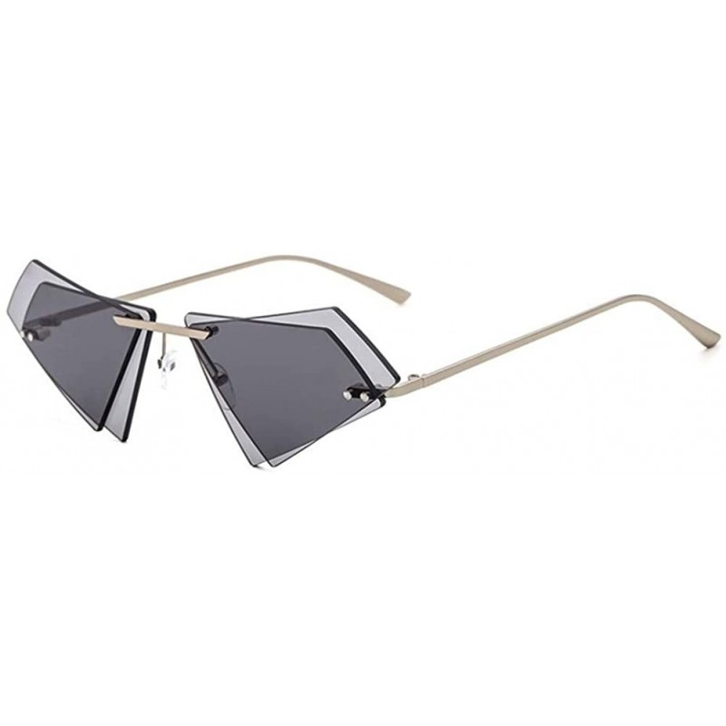 Rimless Rimless Sunglasses Triangle Glasses - C1 Sliver Gray - C8198O57TZX $15.96