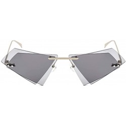 Rimless Rimless Sunglasses Triangle Glasses - C1 Sliver Gray - C8198O57TZX $15.96