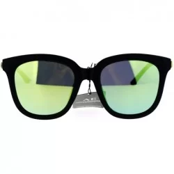 Wayfarer Flat Color Mirror Lens Metal Arm Rectangular Thick Horn Rim Sunglasses - Yellow Revo - CX12K07R6YH $23.13