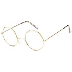 Round Small Metal Octagon Frame Sunglasses for Women and Men UV400 - Gold Clear - CW198CA579T $9.49