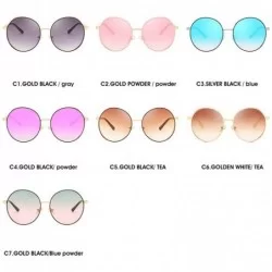 Oversized Hip-Hop Punk Round Metal Oversized Frame Clear Color Lens Sunglasses - Blue - CS18LDXNRWN $16.18
