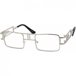 Rectangular Mens Vintage Rectangular Art Nouveau Clear Lens Eye Glasses - Silver Clear - CA193EU5NAK $25.25