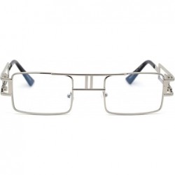 Rectangular Mens Vintage Rectangular Art Nouveau Clear Lens Eye Glasses - Silver Clear - CA193EU5NAK $14.81