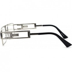 Rectangular Mens Vintage Rectangular Art Nouveau Clear Lens Eye Glasses - Silver Clear - CA193EU5NAK $14.81